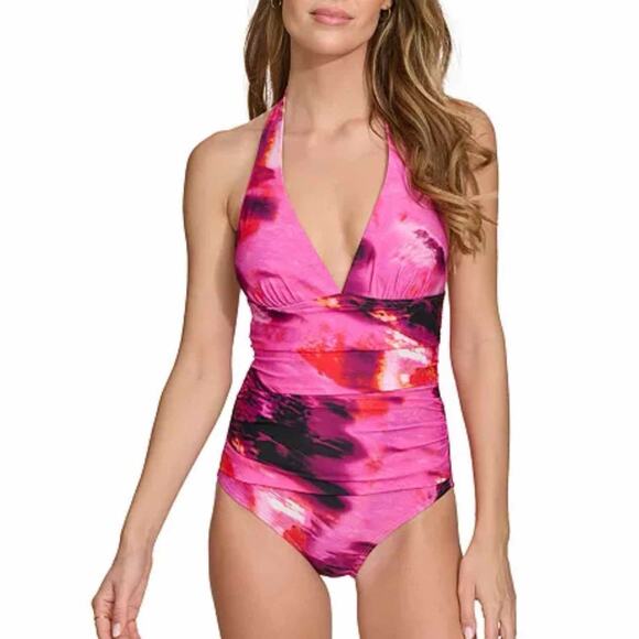 DKNY Tie-Back Halter-Style One-Piece Swimsuit Size Small - Picture 8 of 11